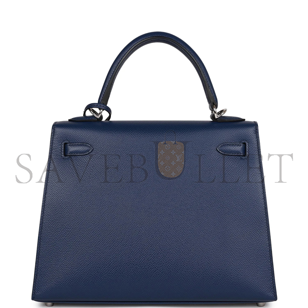 H**mes kelly sellier 28 bleu saphir epsom palladium hardware (28*22*10cm)